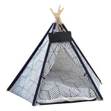 Pet Teepee Dog & Cat Bed White Canvas Dog Cute House - Portable Washable Dog Tents for Dog(Puppy) & Cat Pet (with Cushion),