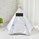 Portable Linen Pet Tent Dog House kitten House Washable Teepee Puppy Cat Indoor Outdoor Kennels Portable Teepee Cave with Mat,