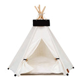 Portable Linen Pet Tent Dog House kitten House Washable Teepee Puppy Cat Indoor Outdoor Kennels Portable Teepee Cave with Mat,