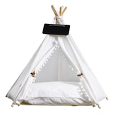 Portable Linen Pet Tent Dog House kitten House Washable Teepee Puppy Cat Indoor Outdoor Kennels Portable Teepee Cave with Mat,