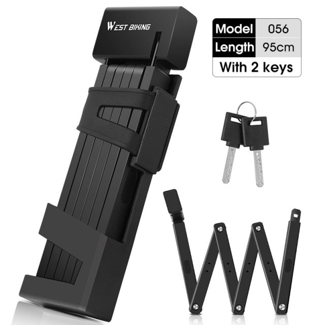 WEST BIKING Foldable Bike Lock MTB Road Bicycle Hamburg Lock High Security Anti-Theft Scooter Electric E-Bike Cycling Chain Lock,