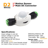 12V Motion Sensor Light Switch 5V DC Activated Timer Automatic Movement Detector ON OFF LED Strip Light PIR Motion Sensor Switch, 