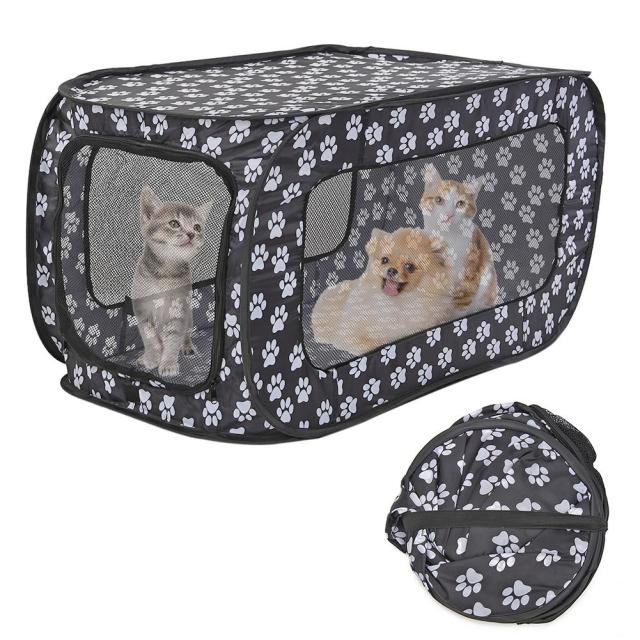 Portable Folding Pet Tent Houses Foldable Pet Fence Cat Dog Travel Cage Rectangular Dog Cage Playpen Outdoor Puppy Kennel 87CM, 