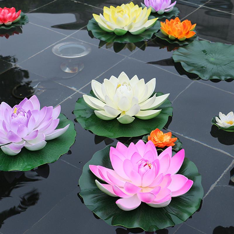 5pcs Artificial Floating Water Lily EVA Lotus Flower Pond Decor 10cm Artificial Lotus Pond Tank Plant Ornament Home Garden Decor, 