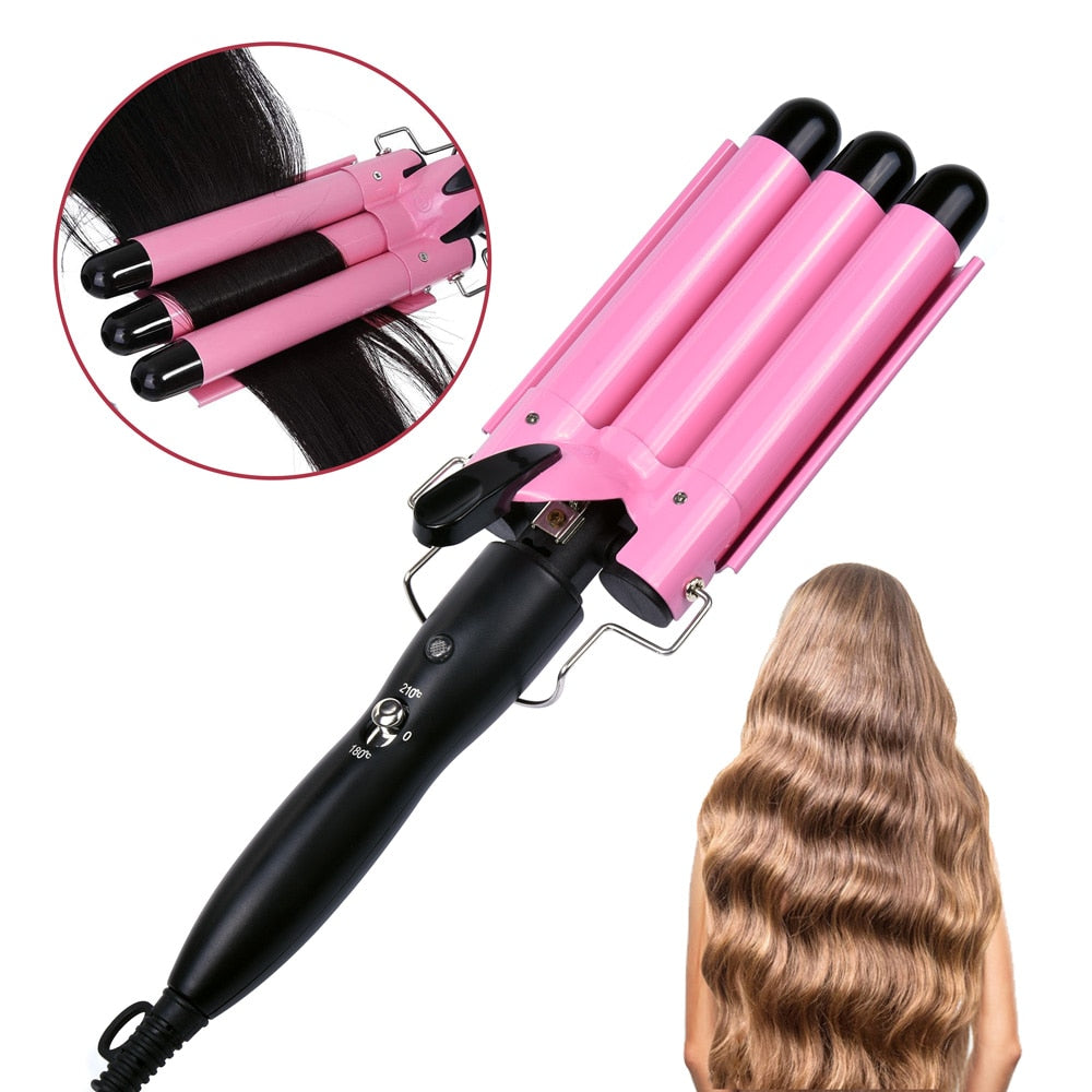 3 Barrels Hair Curling Iron Automatic Perm Splint Ceramic Hair Curler Professional Hair Waver Styling Tools Hair Styler Wand, 