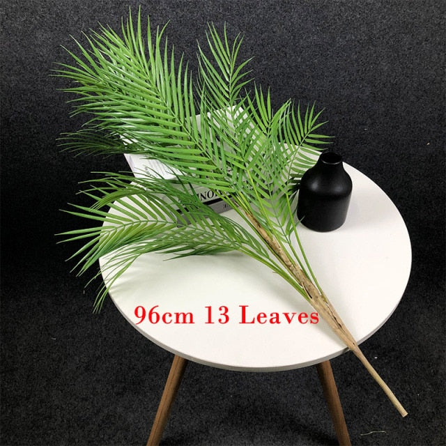 80-125cm Tropical Plants Large Artificial Palm Tree Branch Floor Fake Monstera Plastic Palm Leaves For Home Garden Wedding Decor