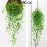 Artificial Plant Vines Wall Hanging Rattan Leaves Branches Outdoor Garden Home Decoration Plastic Fake Silk Leaf Green Plant Ivy, 