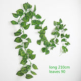 230cm green silk artificial Hanging ivy leaf plants vines leaves 1Pcs diy For Home Bathroom Decoration Garden Party Decor, 