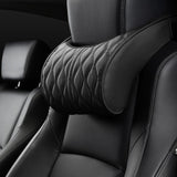 Memory Foam Car Headrest Pillow Leather Embroidered Seat Supports Sets Back Cushion Adjustment Auto Neck Rest Lumbar Pillows, 