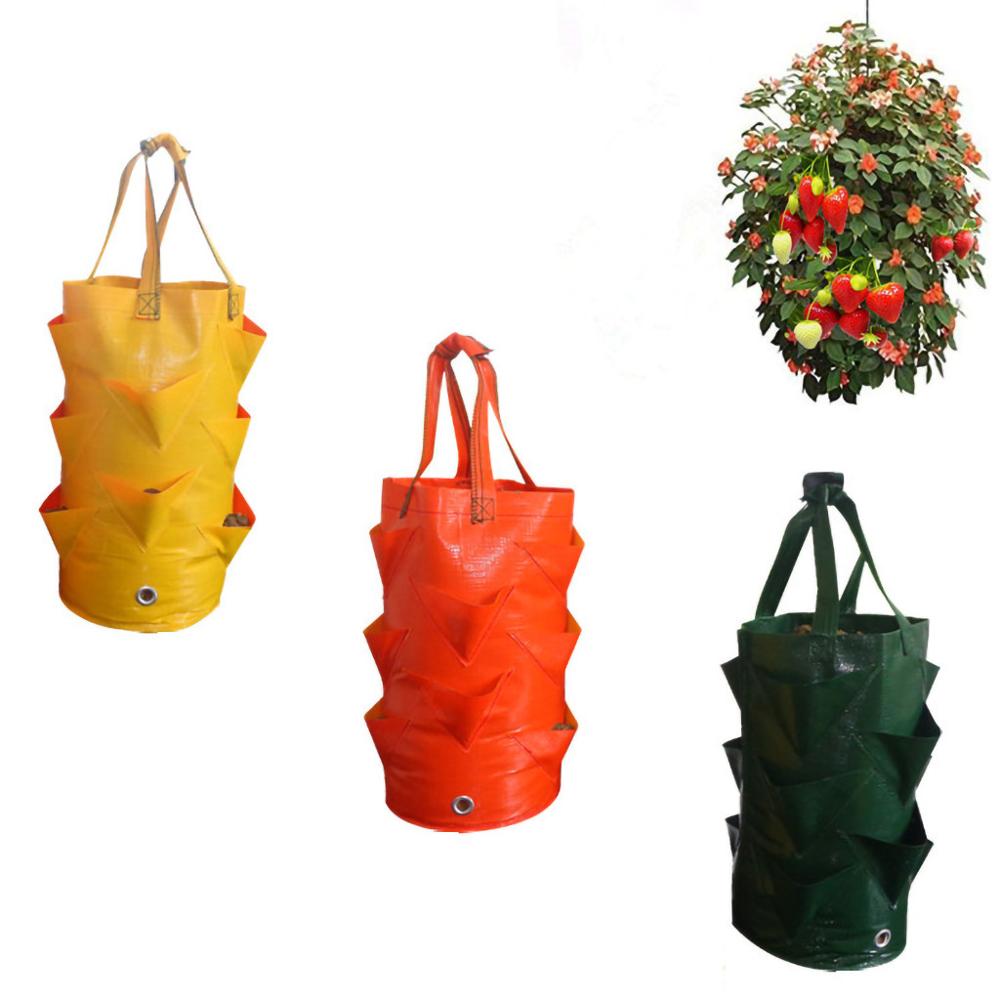 Garden Supplies Strawberry Planting Growing Bag Multi-mouth Container Bags Grow Planter Root Bonsai Plant, 