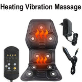 Electric 9 Motor Portable Heating Vibrating Back Massager Chair In Cussion Car Home Office Lumbar Neck Mattress Pain Relief Mat, 