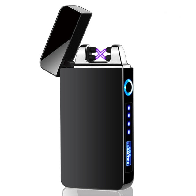 Electric Metal Lighters Windproof Dual Arc Plasma Rechargeable USB Lighter Disposable Smoking Cigarette Lighter For Men Gadgets, 