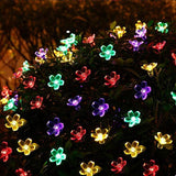 Solar String Lights 12m 100led Peach Flower Waterproof Outdoor Decoration garland Fariy Lights Christmas Wedding party Garden, 