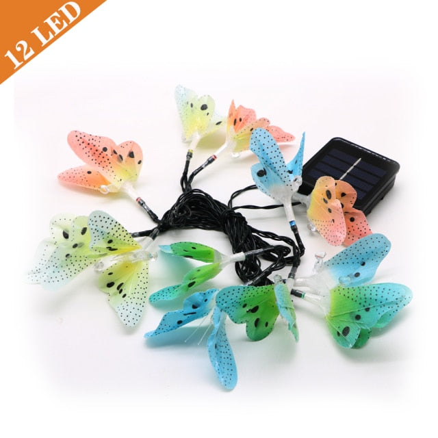 20/30 Led Solar Powered Butterfly Fiber Optic Fairy String Lights Waterproof Christmas Outdoor Garden Holiday Decoration Lights, 
