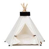 Portable Linen Pet Tent Dog House kitten House Washable Teepee Puppy Cat Indoor Outdoor Kennels Portable Teepee Cave with Mat, 