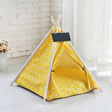 Portable Linen Pet Tent Dog House kitten House Washable Teepee Puppy Cat Indoor Outdoor Kennels Portable Teepee Cave with Mat, 